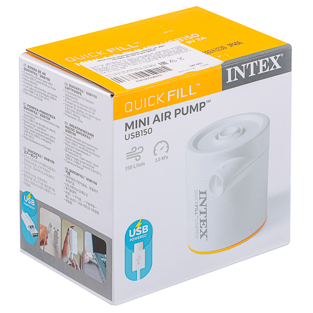 INTEX Насос электрический, USB 5V, 2A, две насадки, до 150 л/мин, 66616, арт.№ 047-061