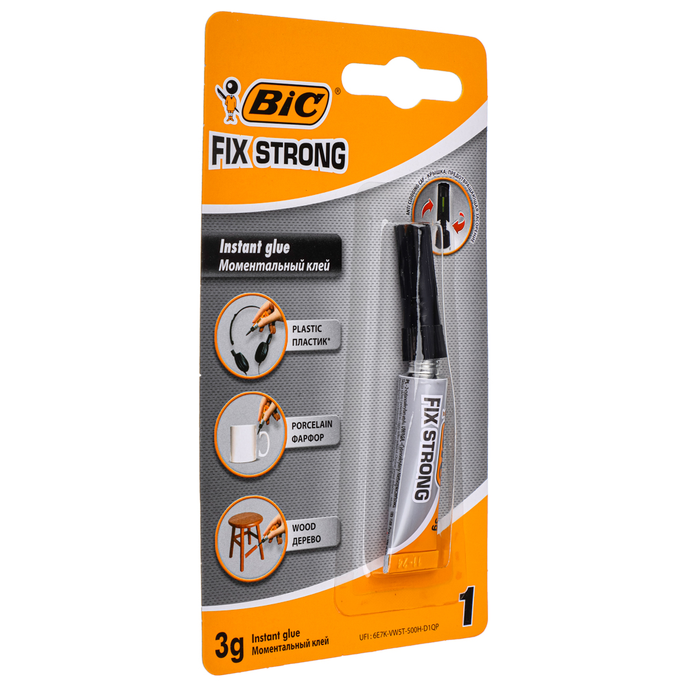 BIC Клей моментальный "Фикс Стронг", универсальный, прозрачный, 3 г, арт.№ 586-042