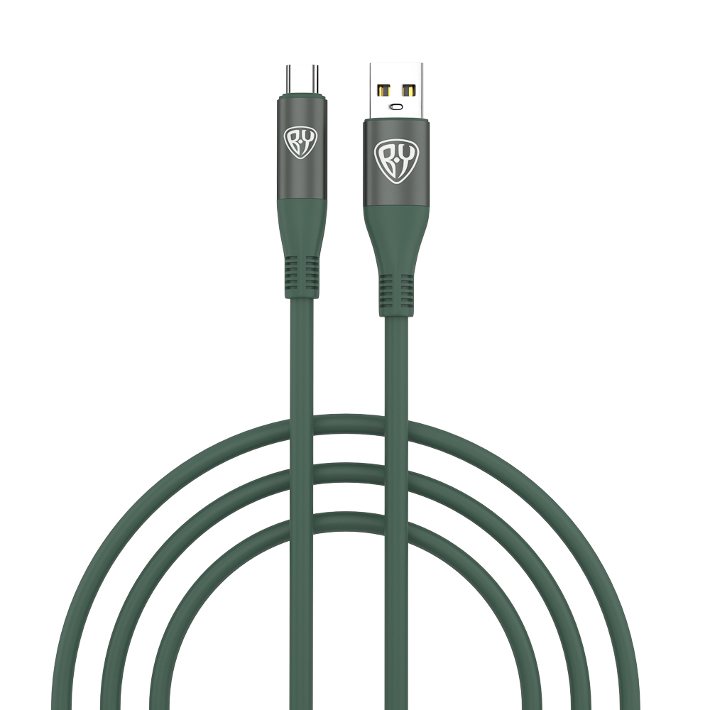 Кабель для зарядки USB(A)-Type C BY Flexi, 1 м, 3А, Быстрая зарядка QC3.0, зеленый, арт.№ 931-365