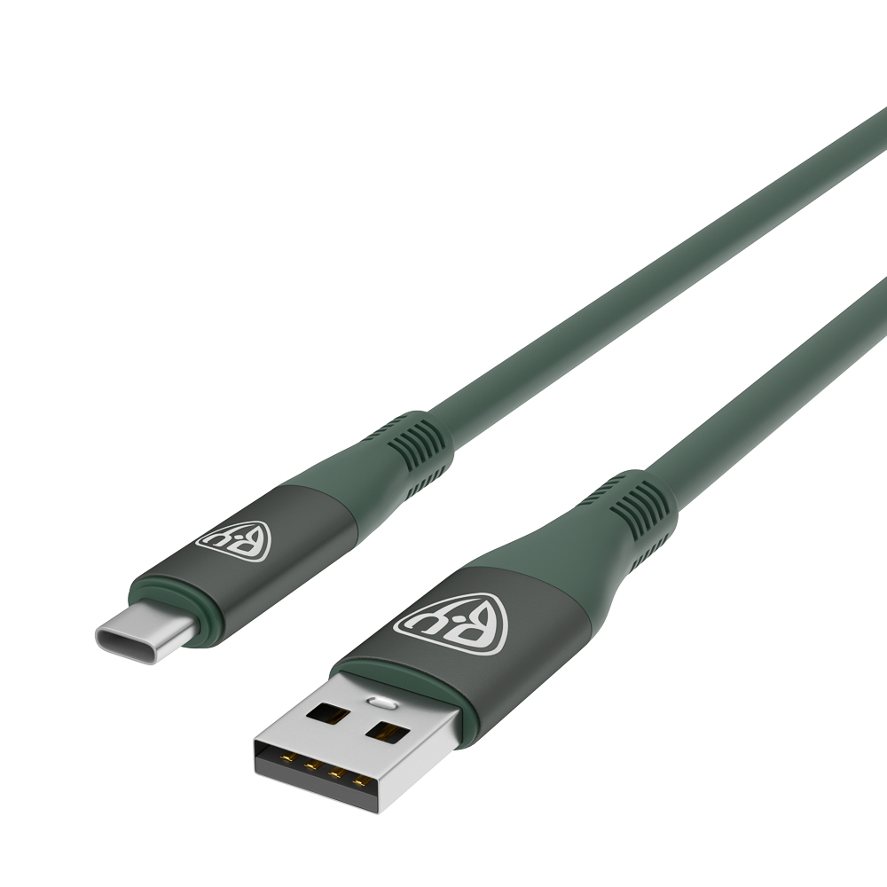 Кабель для зарядки USB(A)-Type C BY Flexi, 1 м, 3А, Быстрая зарядка QC3.0, зеленый, арт.№ 931-365