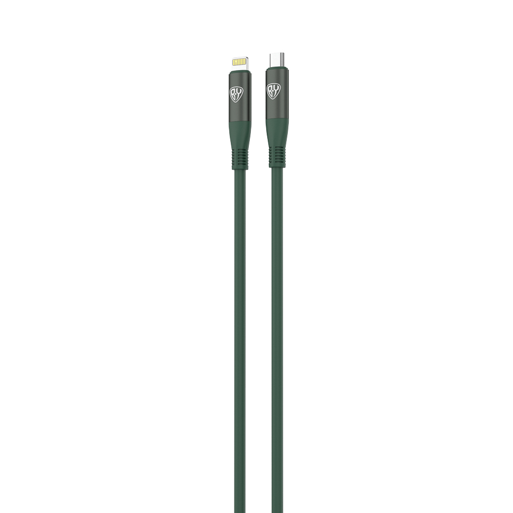 Кабель для зарядки Type C-iP BY Flexi, 1 м, 2,4 А, Быстрая зарядка 22Вт, зеленый, арт.№ 931-368