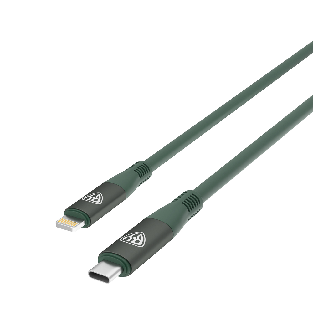 Кабель для зарядки Type C-iP BY Flexi, 1 м, 2,4 А, Быстрая зарядка 22Вт, зеленый, арт.№ 931-368