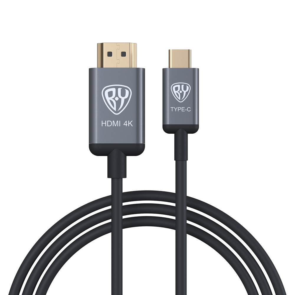 Кабель Type-C - HDMI BY, 4K, 1.8м, позолоченные штекеры, TPE, арт.№ 931-103
