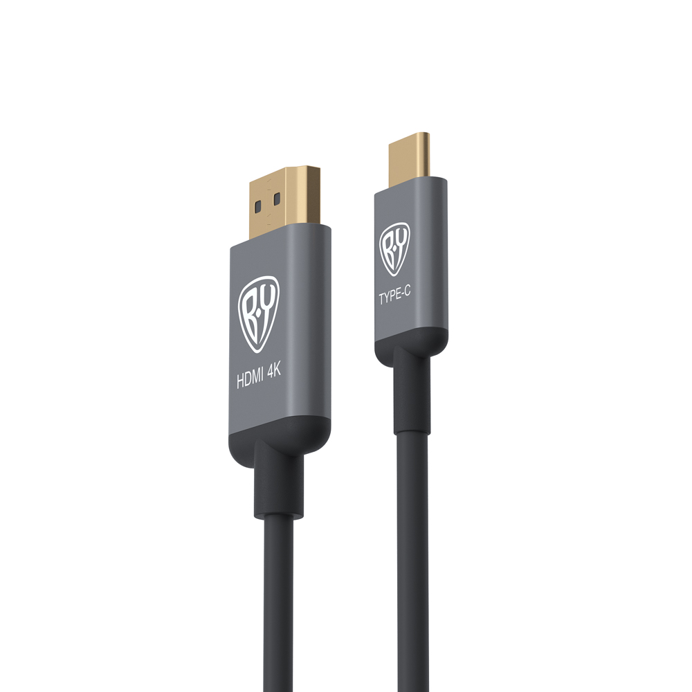 Кабель Type-C - HDMI BY, 4K, 1.8м, позолоченные штекеры, TPE, арт.№ 931-103