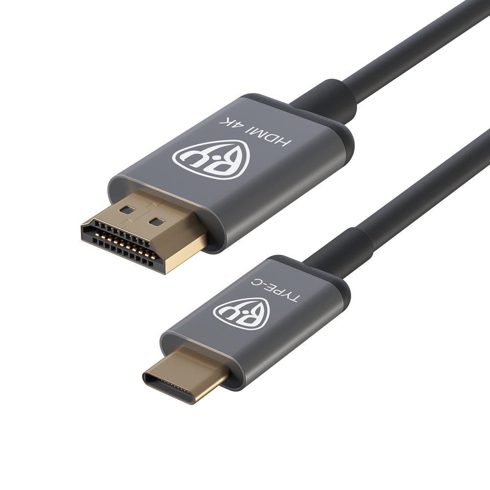 Кабель Type-C - HDMI BY, 4K, 1.8м, позолоченные штекеры, TPE, арт.№ 931-103
