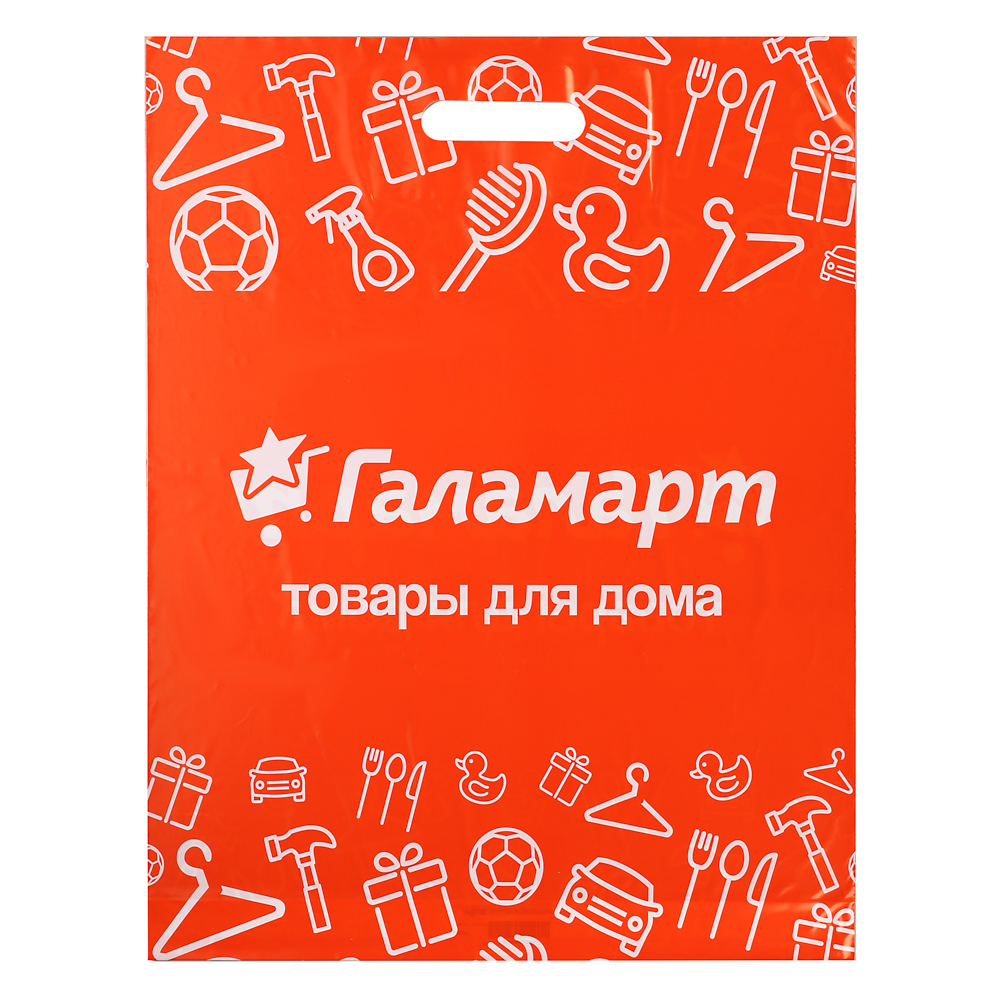 Пакет п/эт ГАЛАМАРТ 40х50х3, оранжевый с вырубной ручкой, укрепление "рейтер", арт.№ 230-076