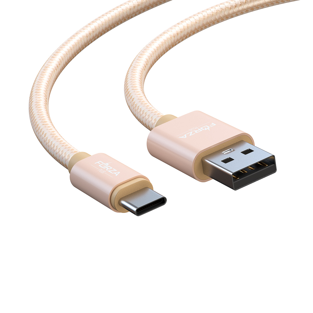 Кабель для зарядки USB(A)-Type C FORZA Флоренция, 1.5м, 1.5А, тканевая оплётка, 3 цвета, пакет, арт.№ 931-068