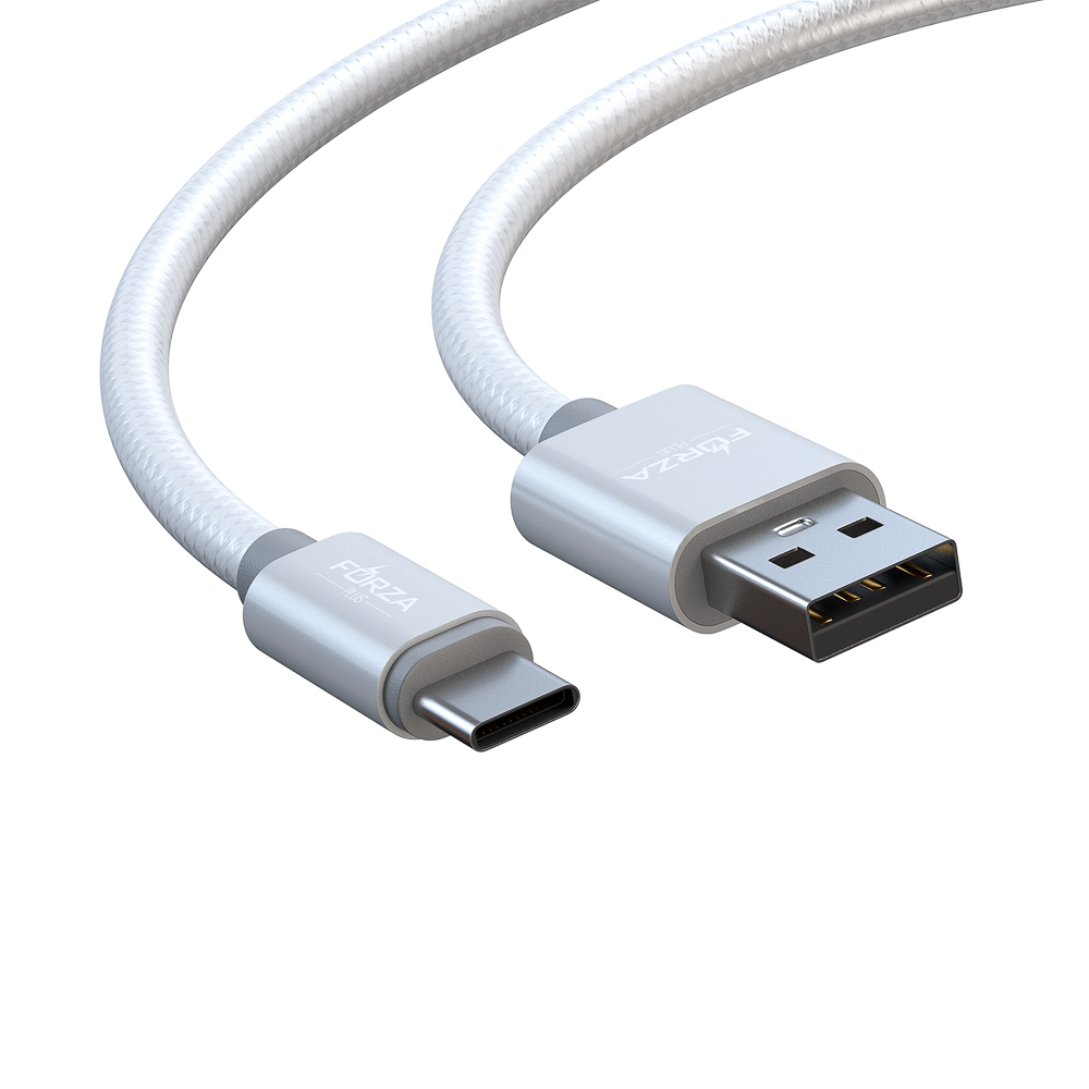 Кабель для зарядки USB(A)-Type C FORZA Флоренция, 1.5м, 1.5А, тканевая оплётка, 3 цвета, пакет, арт.№ 931-068