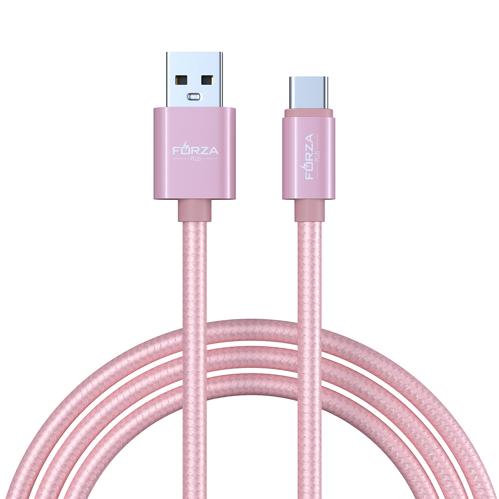 Кабель для зарядки USB(A)-Type C FORZA Флоренция, 1.5м, 1.5А, тканевая оплётка, 3 цвета, пакет, арт.№ 931-068