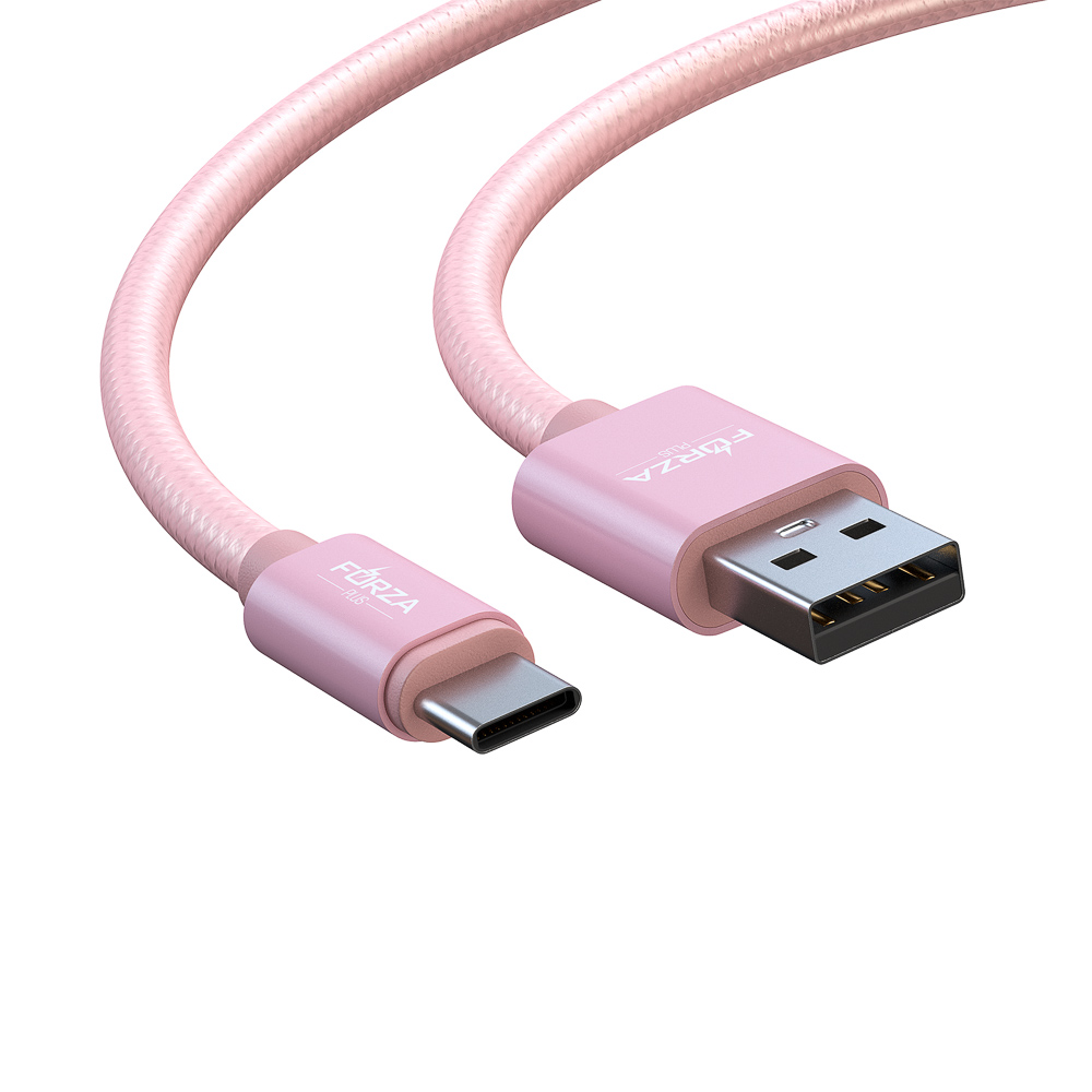 Кабель для зарядки USB(A)-Type C FORZA Флоренция, 1.5м, 1.5А, тканевая оплётка, 3 цвета, пакет, арт.№ 931-068