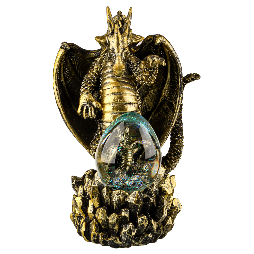СНОУ БУМ Сувенир со снежным шаром "Сказочный дракон" 16х15х22, полистоун, состаренная бронза, арт.№ 359-872