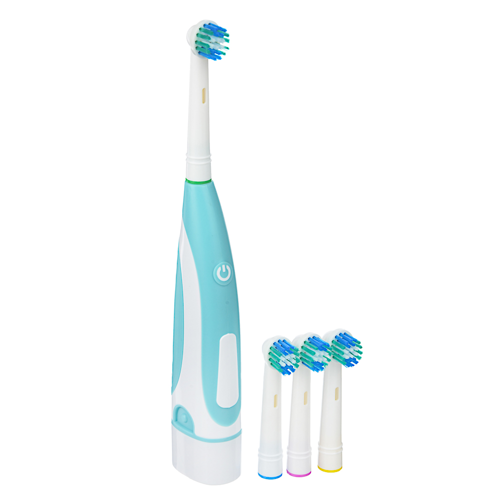 LEBEN Зубная щётка электрическая, круглая, 4 насадки в комплекте, 2xАА, 6000 об/мин, арт.№ 263-014