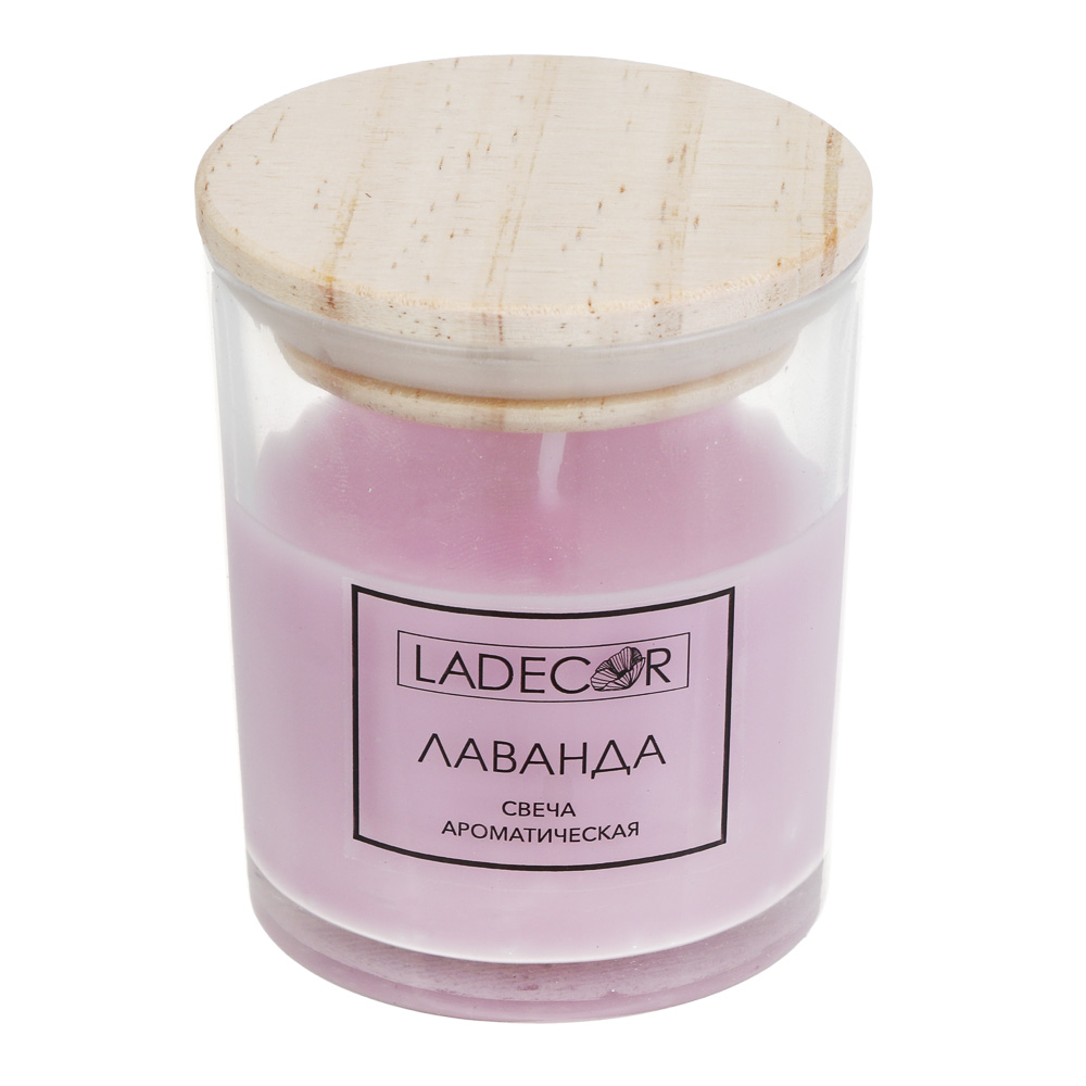Свеча в банке ароматическая тм LADECOR 6x7,2 см, парафин, 4 вида, арт.№ 562-156