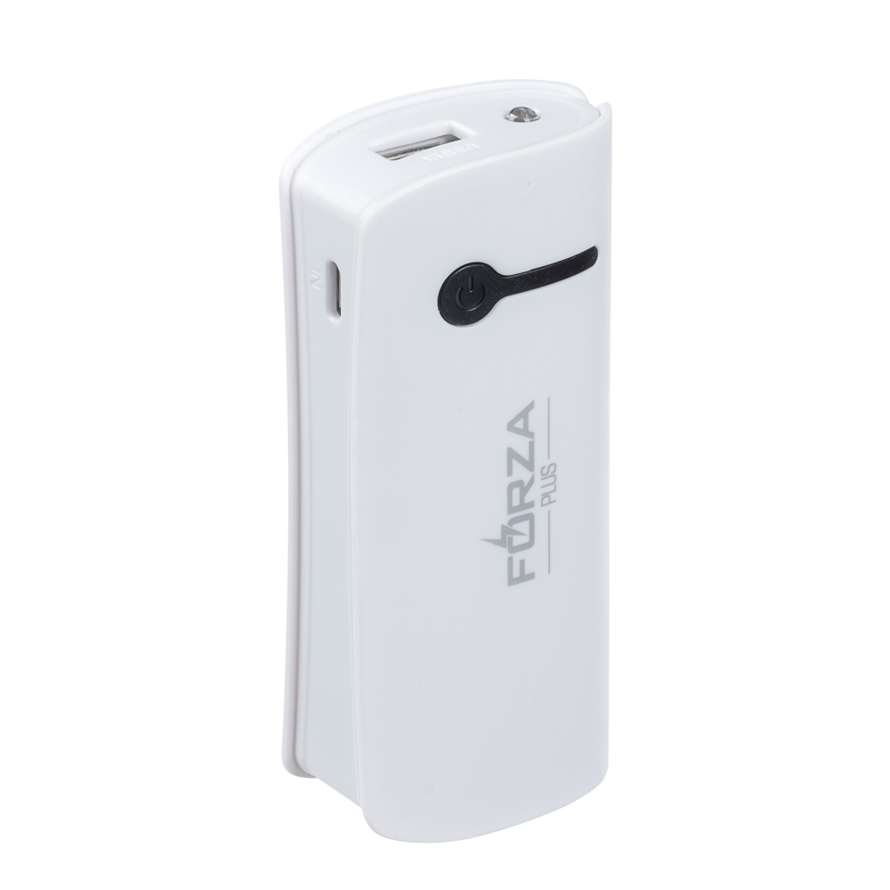 Аккумулятор мобильный FORZA 3000мАч, USB, 1А, фонарик, Белый, арт.№ 916-159