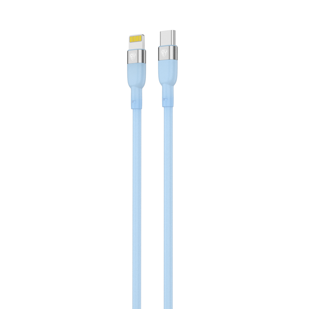 Кабель для зарядки Type C-iP BY Live, 1м, 2.4А, Быстрая зарядка PD 22Вт, голубой, арт.№ 931-316