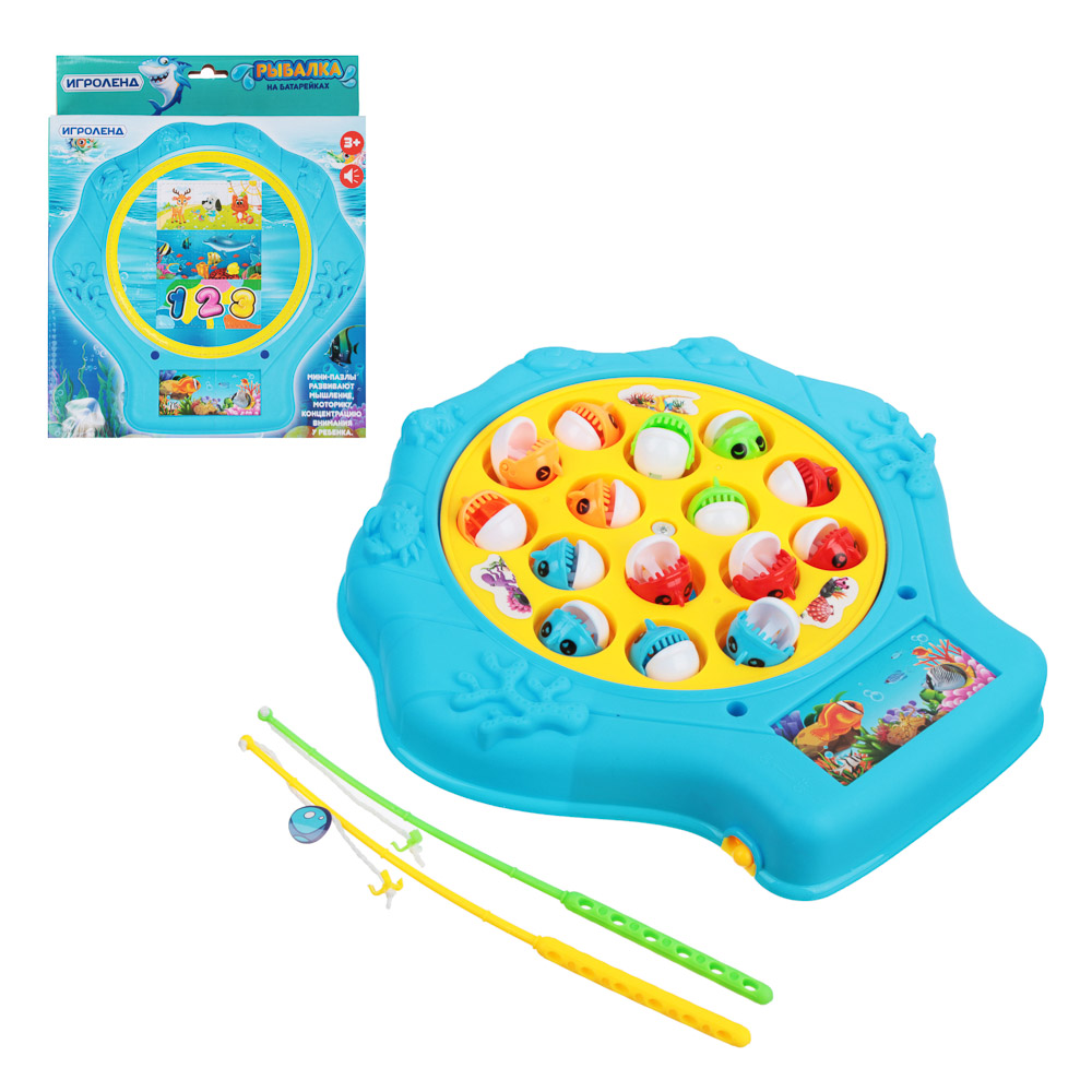 ИГРОЛЕНД Игрушка-рыбалка на батарейках, ABS, 2xAA, звук, 22х20,5х3см, арт.№ 262-237