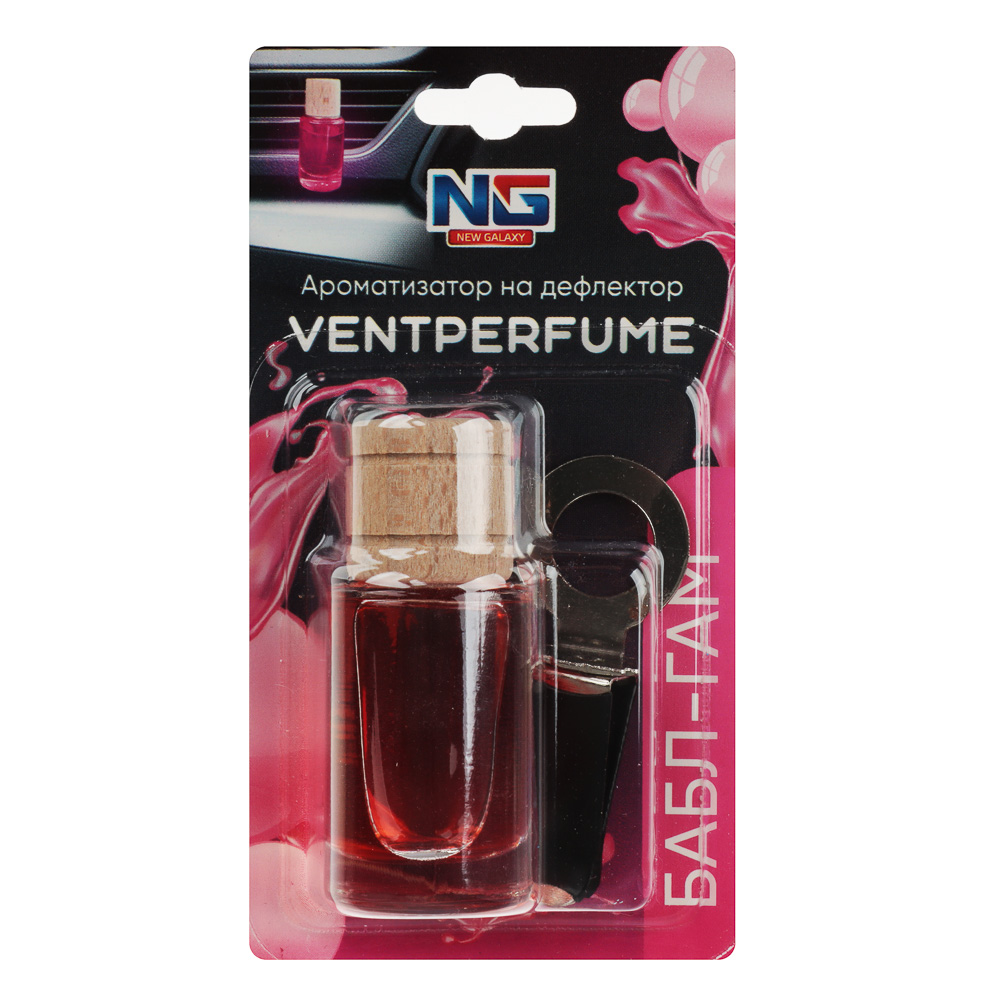 NEW GALAXY Ароматизатор на дефлектор Ventperfume, 8 мл, бабл гам, свежесть океана, нов.маш.,черн.лед, арт.№ 794-636