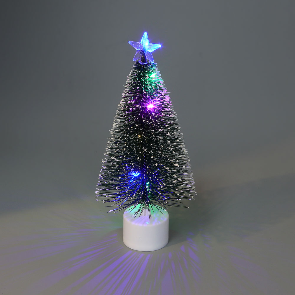 Елочка ершик с подсветкой LED тм СНОУ БУМ, 8х8х17см, ПП, 3хAG10, 1 режим, арт.№ 021-008
