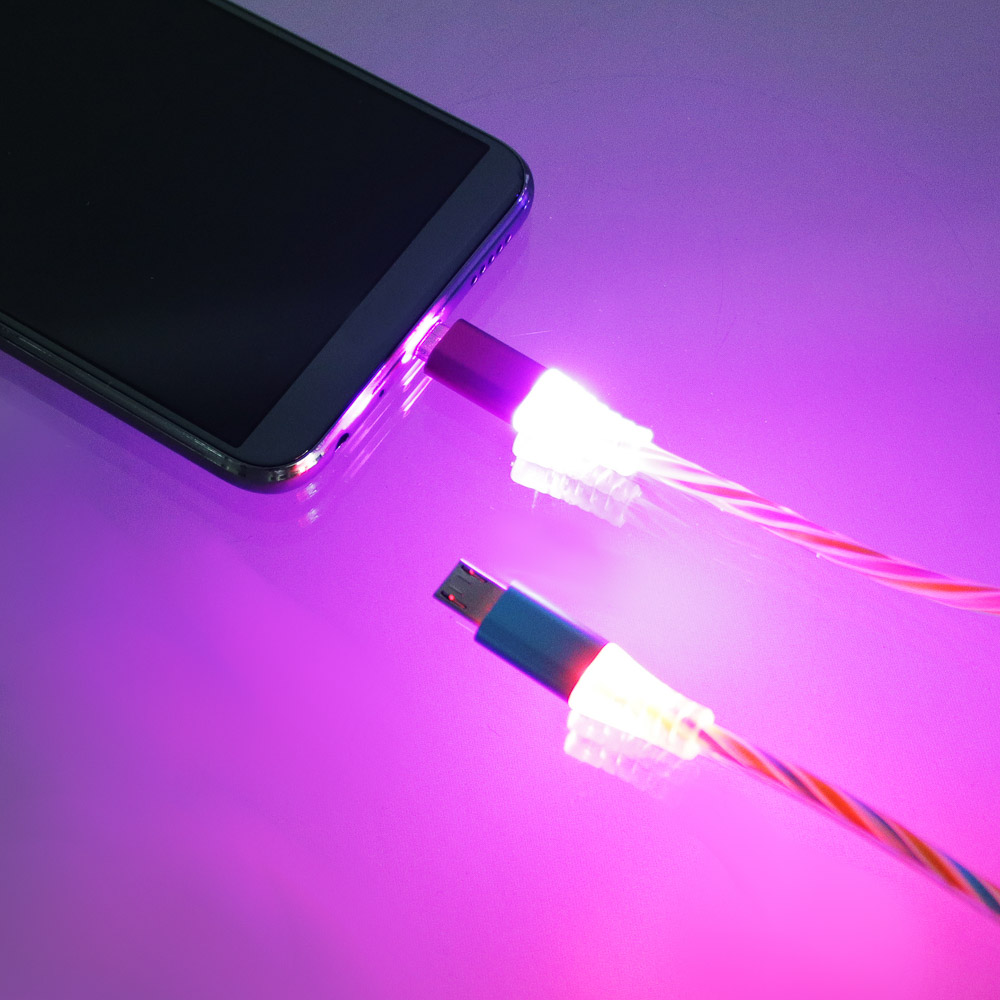 Кабель для зарядки USB(A)-microUSB FORZA Конфетти, 1м, 1.5А, цветная подсветка, 3 цвета, пакет, арт.№ 443-036