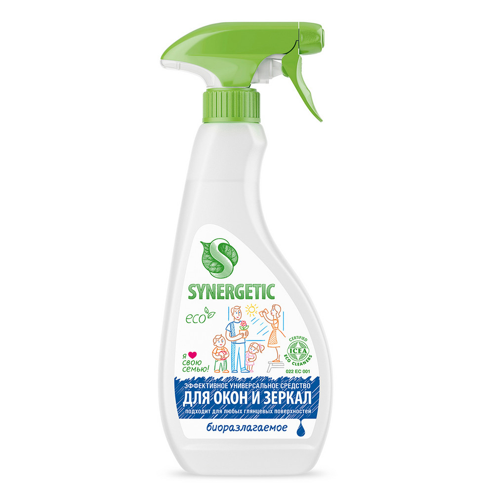 Средство для мытья стекол, зеркал SYNERGETIC, п/б, 0,5л, арт.№ 988-014