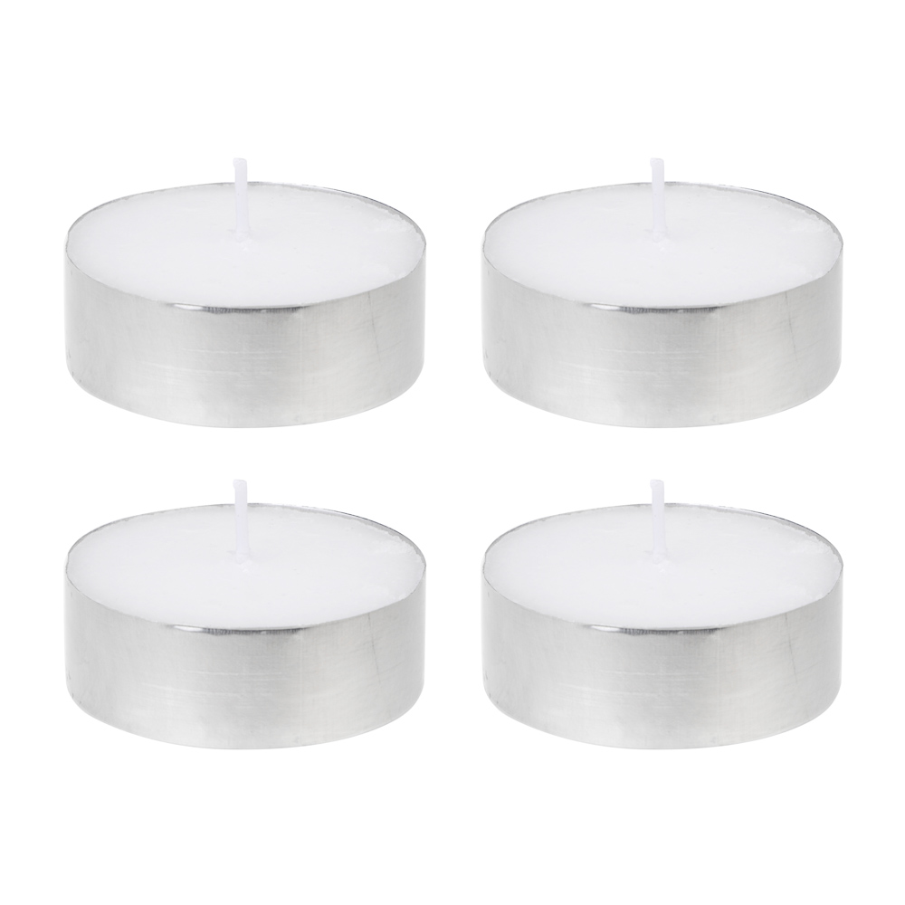 Свечи чайные крупные тм LADECOR 2x5,5 см, 4 шт, парафин, белые, арт.№ 553-142