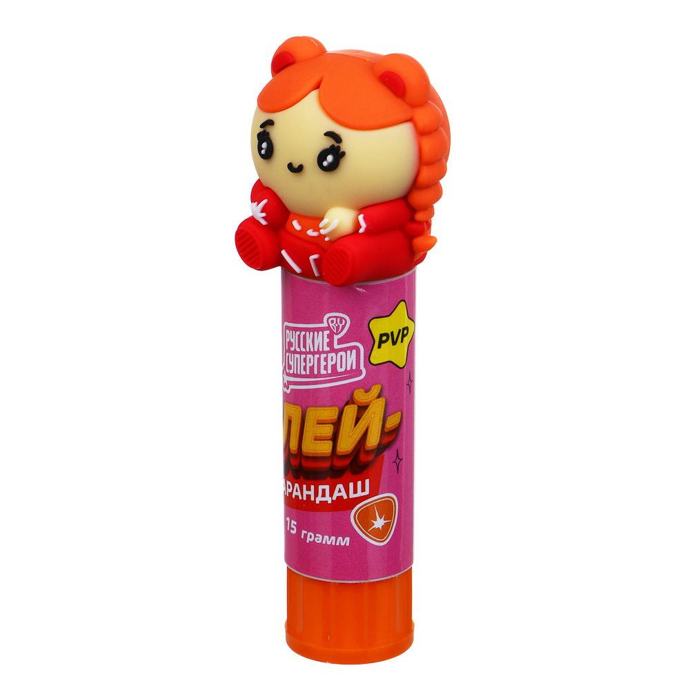 BY Русские Супергерои клей-карандаш с фигурным колпачком, 15 г, PVP, "Девочки", 2 дизайна, арт.№ 801-005