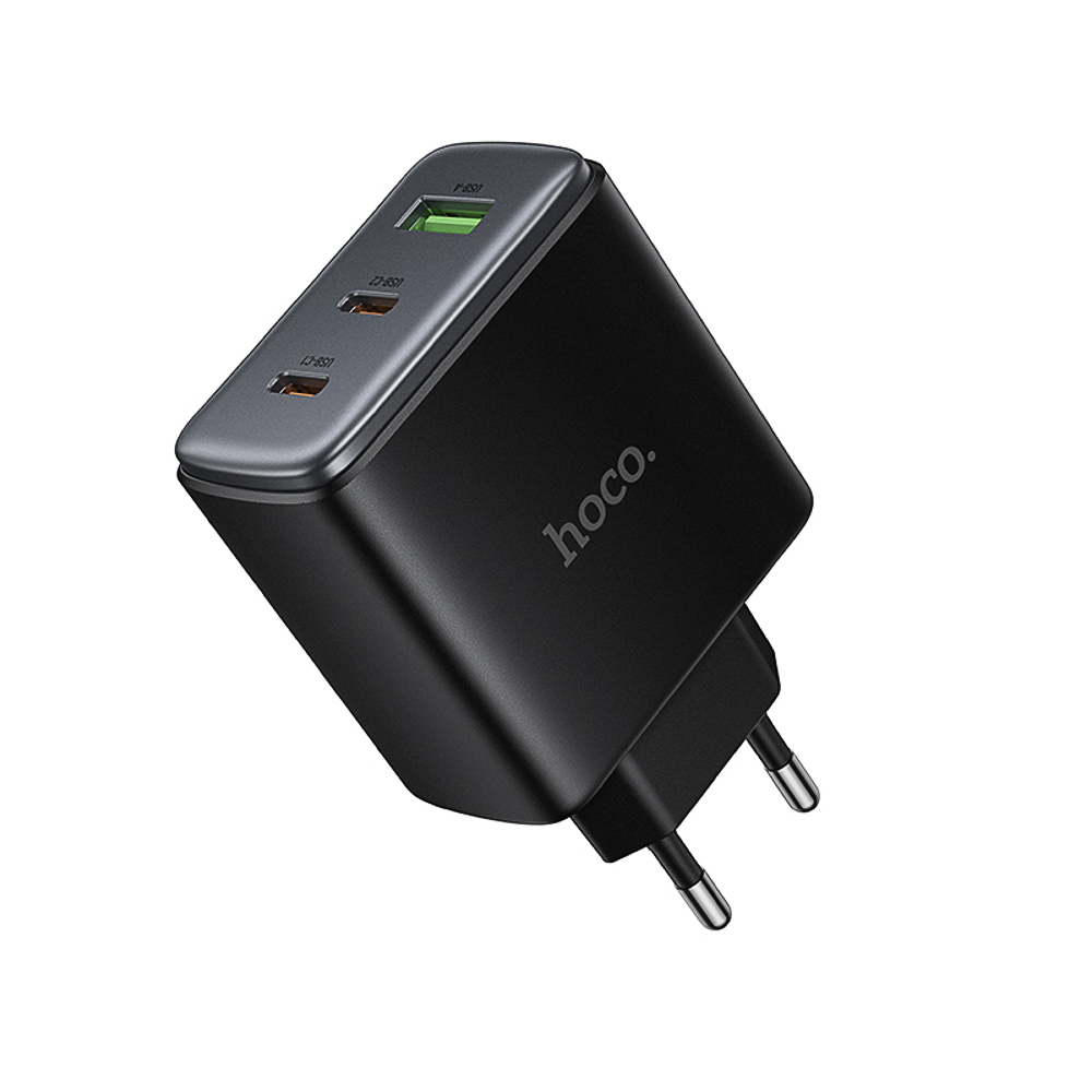 Сетевое зарядное устройство hoco. модель C160A, PD 65Вт, 2xType-C + USB-A, EU вилка, арт.№ 916-342