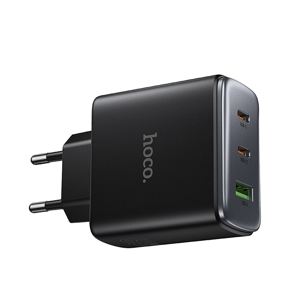 Сетевое зарядное устройство hoco. модель C160A, PD 65Вт, 2xType-C + USB-A, EU вилка, арт.№ 916-342