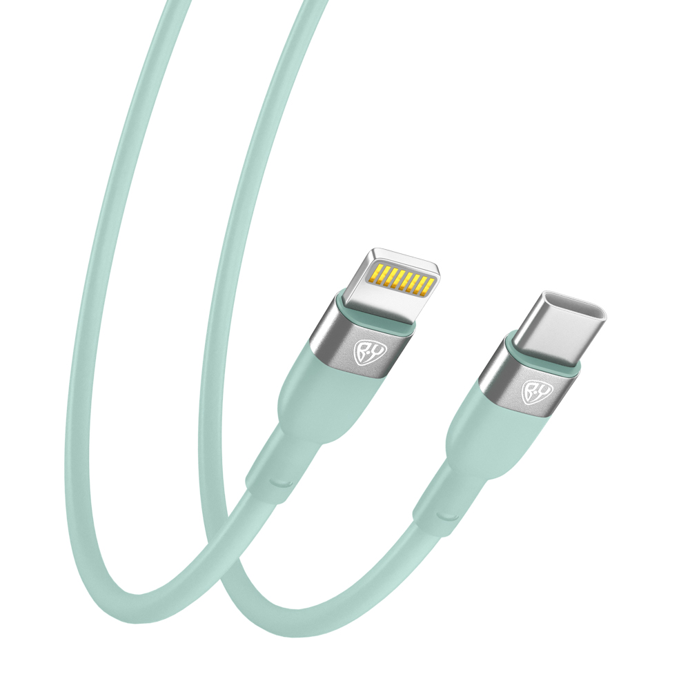 Кабель для зарядки Type C-iP BY Live, 1м, 2.4А, Быстрая зарядка PD 22Вт, салатовый, арт.№ 931-317