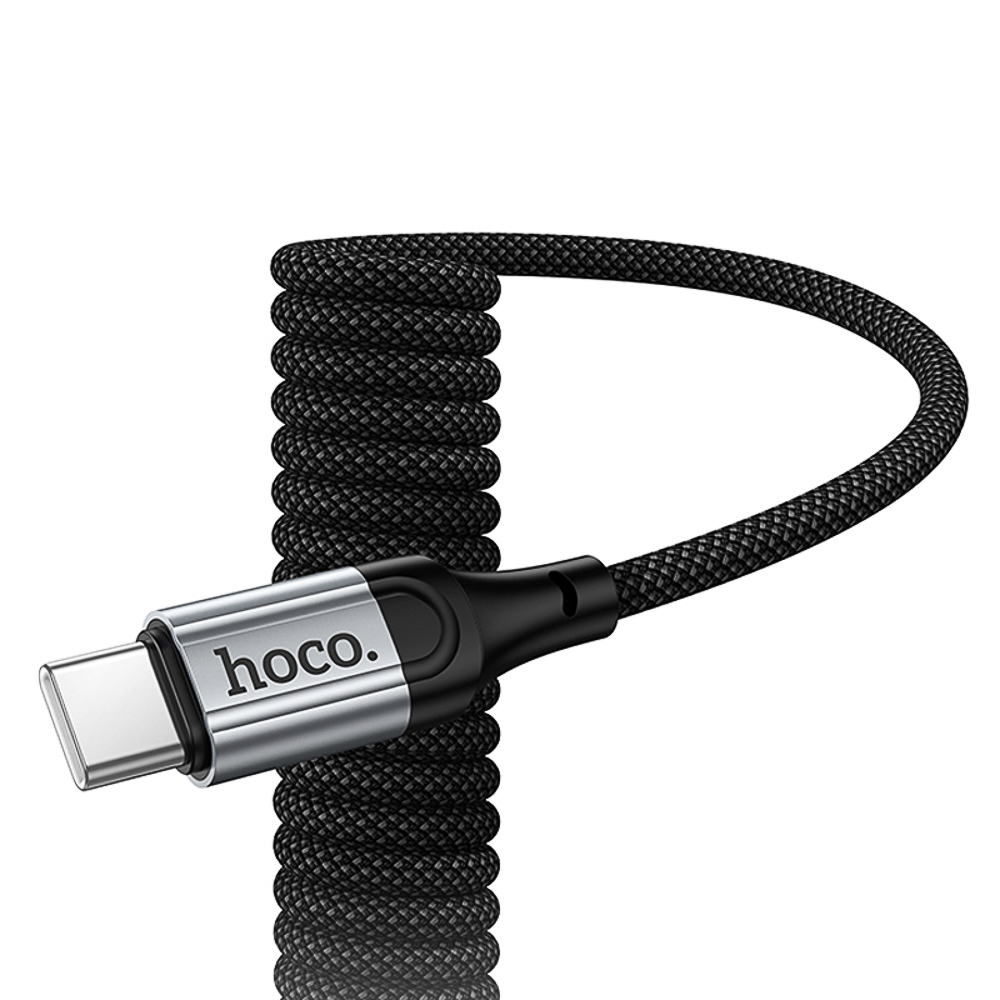 Кабель для зарядки Type C-Type C hoco. модель X121 Nuevo, 60Вт, 1 м, пружинный, черный, арт.№ 931-567