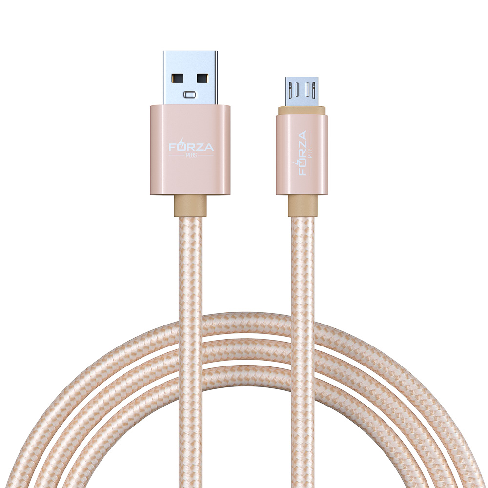 Кабель для зарядки USB(A)-microUSB FORZA Флоренция, 1.5м, 1.5А, тканевая оплётка, 3 цвета, пакет, арт.№ 916-031