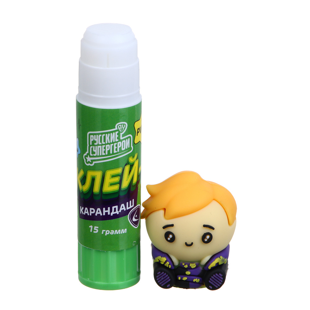 BY Русские Супергерои клей-карандаш с фигурным колпачком, 15 г, PVP, "Мальчики", 2 дизайна, арт.№ 801-013