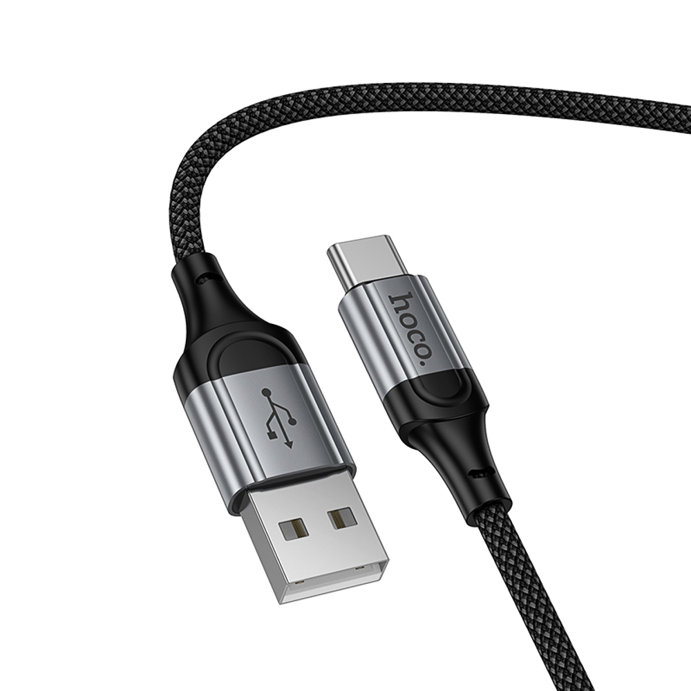 Кабель для зарядки USB(A)-Type C hoco. модель X121 Nuevo, 1 м, пружинный, черный, арт.№ 931-568