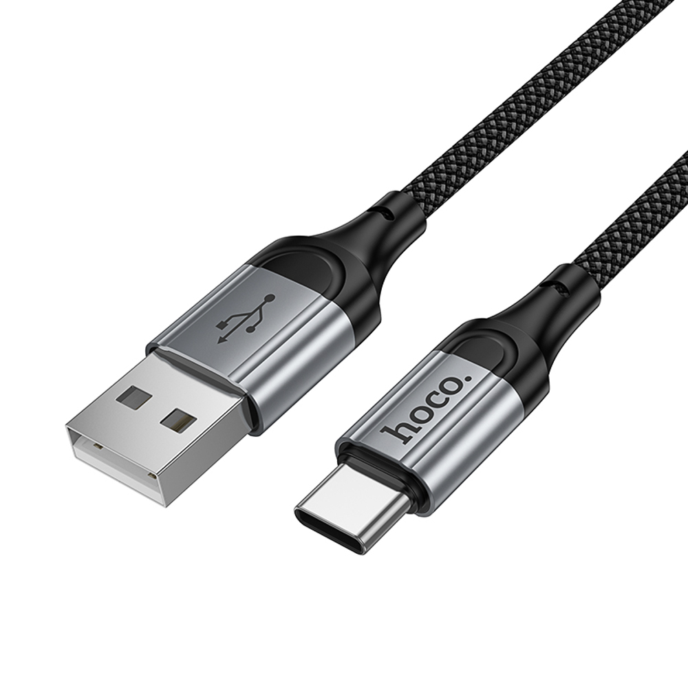Кабель для зарядки USB(A)-Type C hoco. модель X121 Nuevo, 1 м, пружинный, черный, арт.№ 931-568