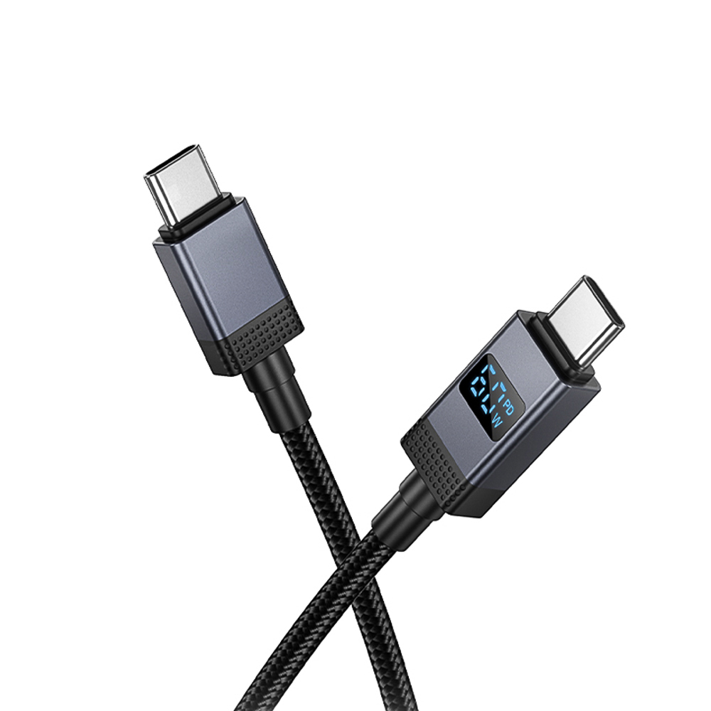 Кабель для зарядки Type C-Type C hoco. модель X118 Generous, 60Вт, 1 м, с дисплеем, черный, арт.№ 931-569