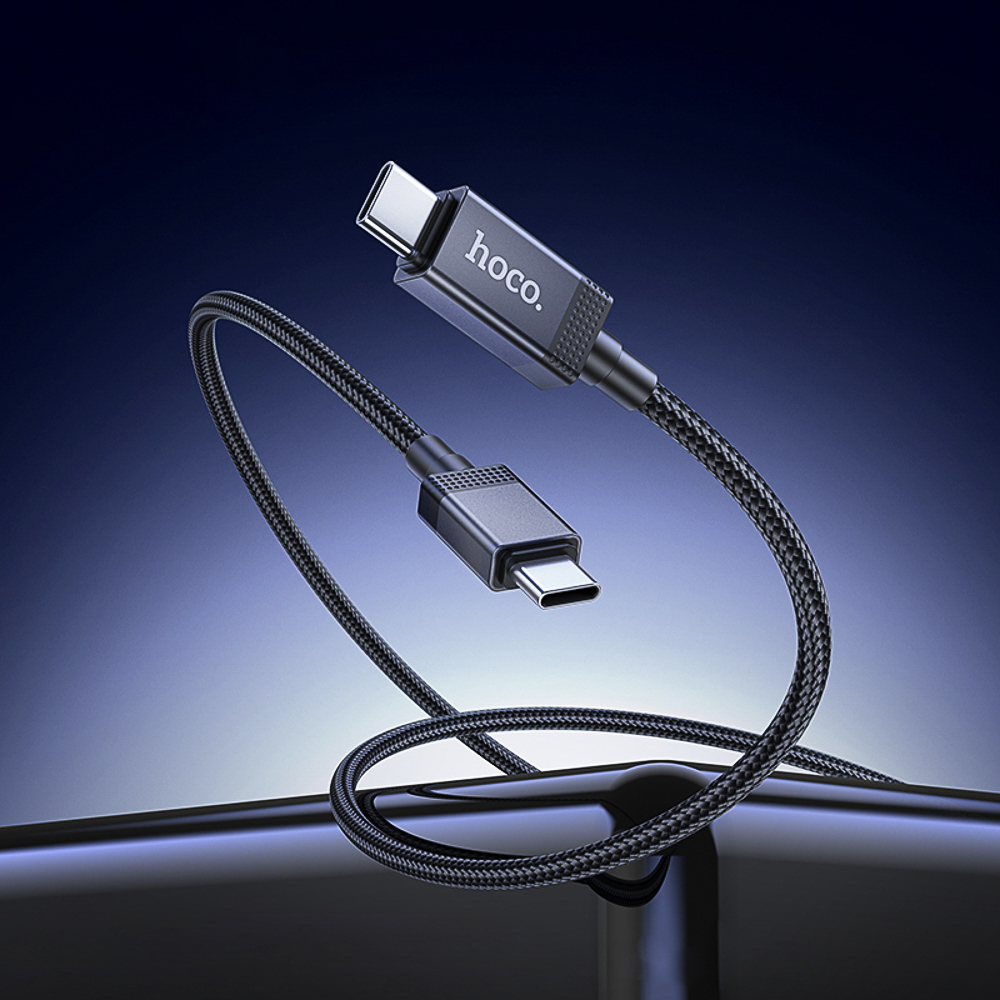 Кабель для зарядки Type C-Type C hoco. модель X118 Generous, 60Вт, 1 м, с дисплеем, черный, арт.№ 931-569