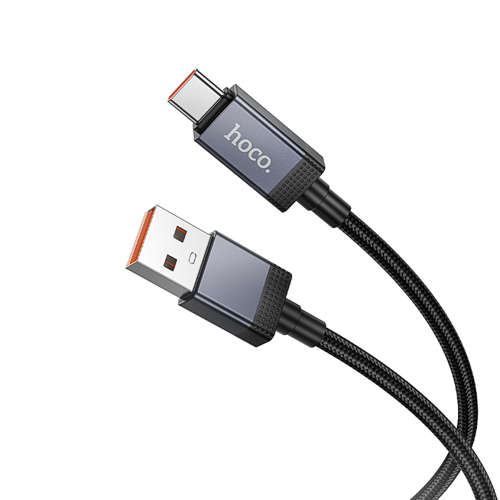 Кабель для зарядки USB(A)-Type C hoco. модель X118 Generous, 1 м, 5А, с дисплеем, черный, арт.№ 931-570