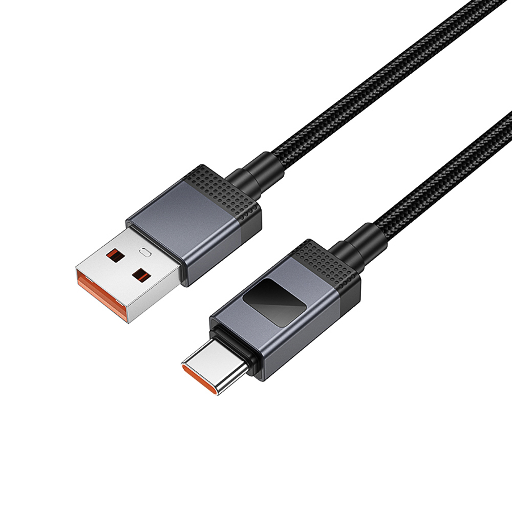 Кабель для зарядки USB(A)-Type C hoco. модель X118 Generous, 1 м, 5А, с дисплеем, черный, арт.№ 931-570