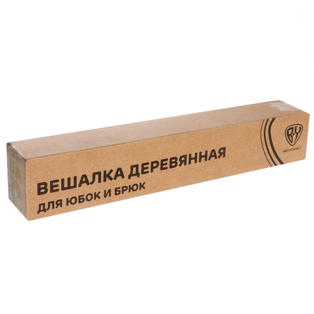 BY Вешалка деревянная для брюк и юбок, 47,5х12х34см, натурал.цвет, хром, арт.№ 455-074