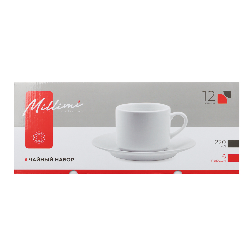 MILLIMI Сонет Набор чайный 12 пр., 220 мл, фарфор, арт.№ 816-034