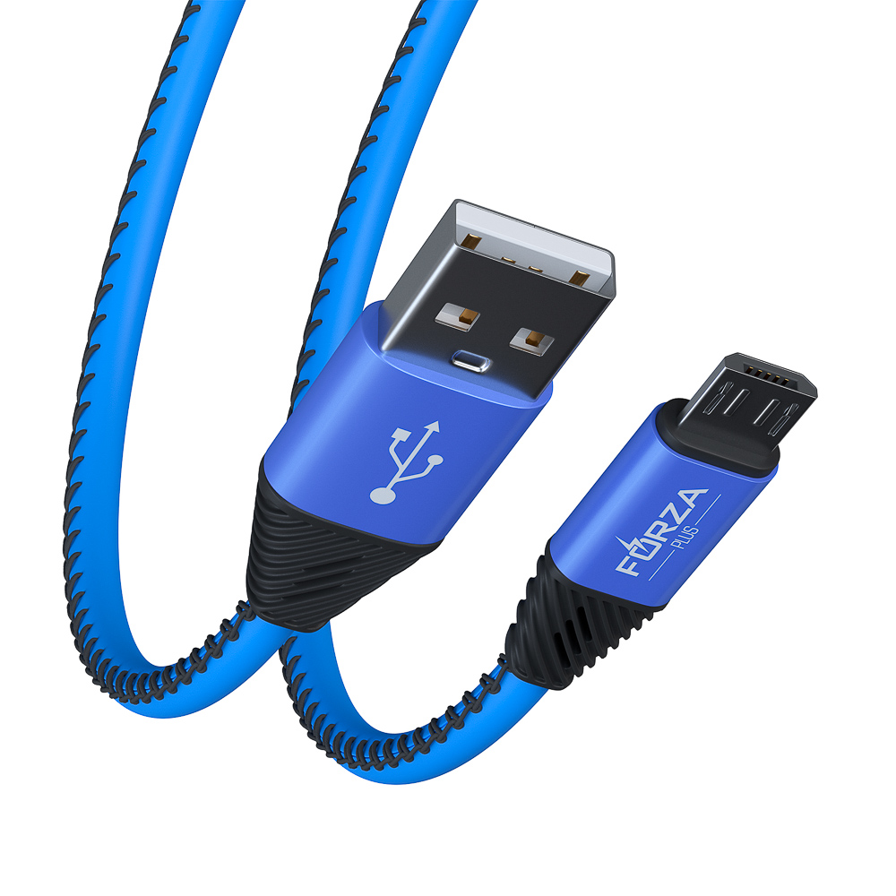 Кабель для зарядки USB(A)-microUSB FORZA Премиум, 1м, 2А, кожаная оплётка, 5 цветов, пакет, арт.№ 443-010