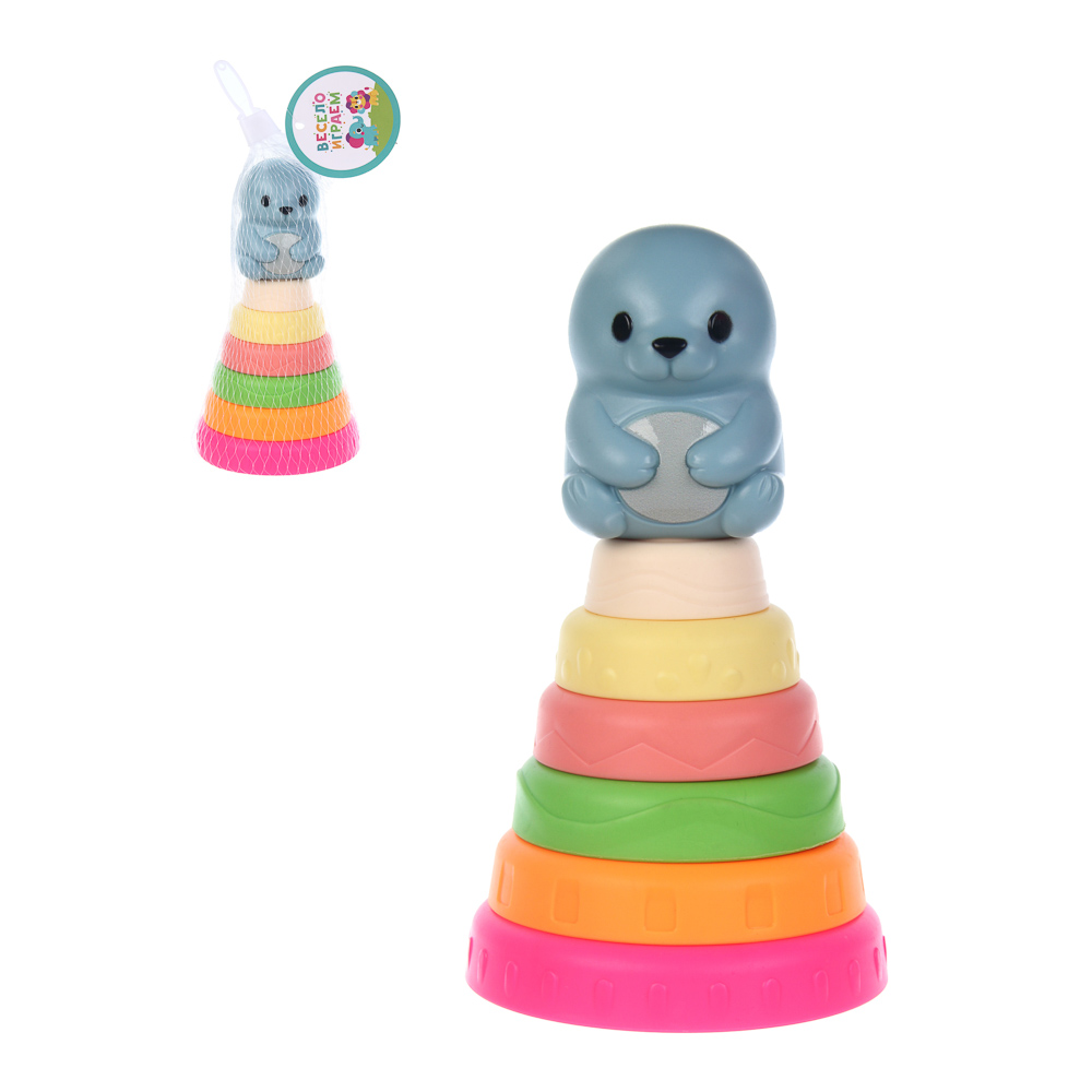 Развивающая игрушка пирамидка, 7 деталей, ИГРОЛЕНД, TPE, арт.№ 270-062