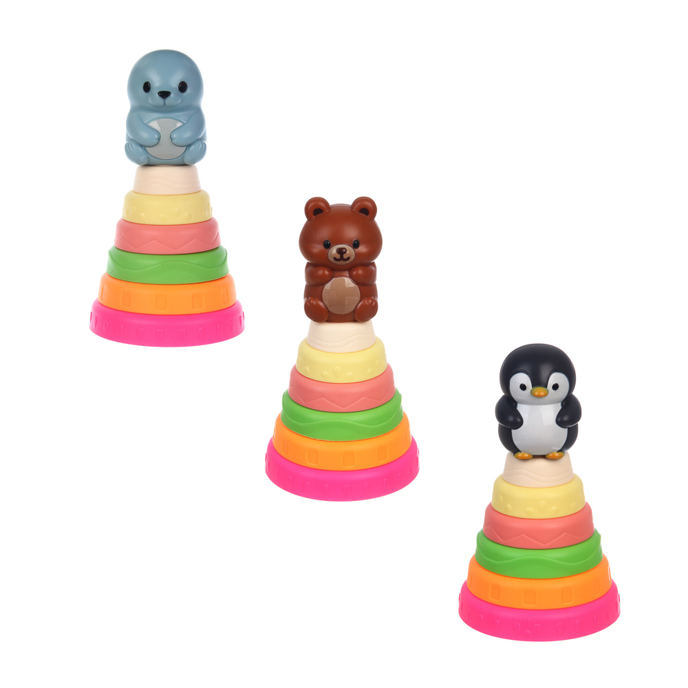 Развивающая игрушка пирамидка, 7 деталей, ИГРОЛЕНД, TPE, арт.№ 270-062