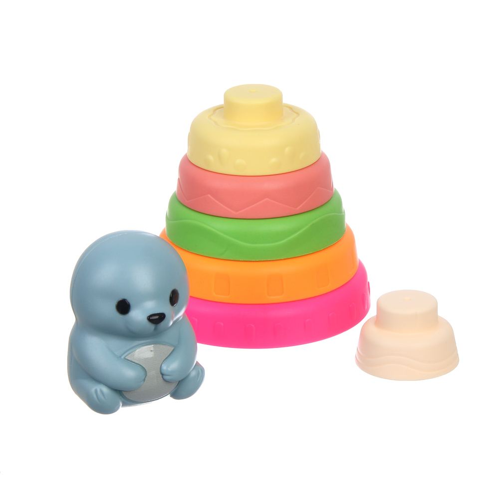 Развивающая игрушка пирамидка, 7 деталей, ИГРОЛЕНД, TPE, арт.№ 270-062