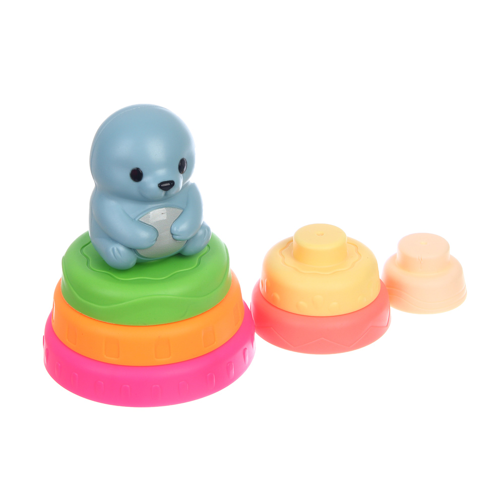 Развивающая игрушка пирамидка, 7 деталей, ИГРОЛЕНД, TPE, арт.№ 270-062