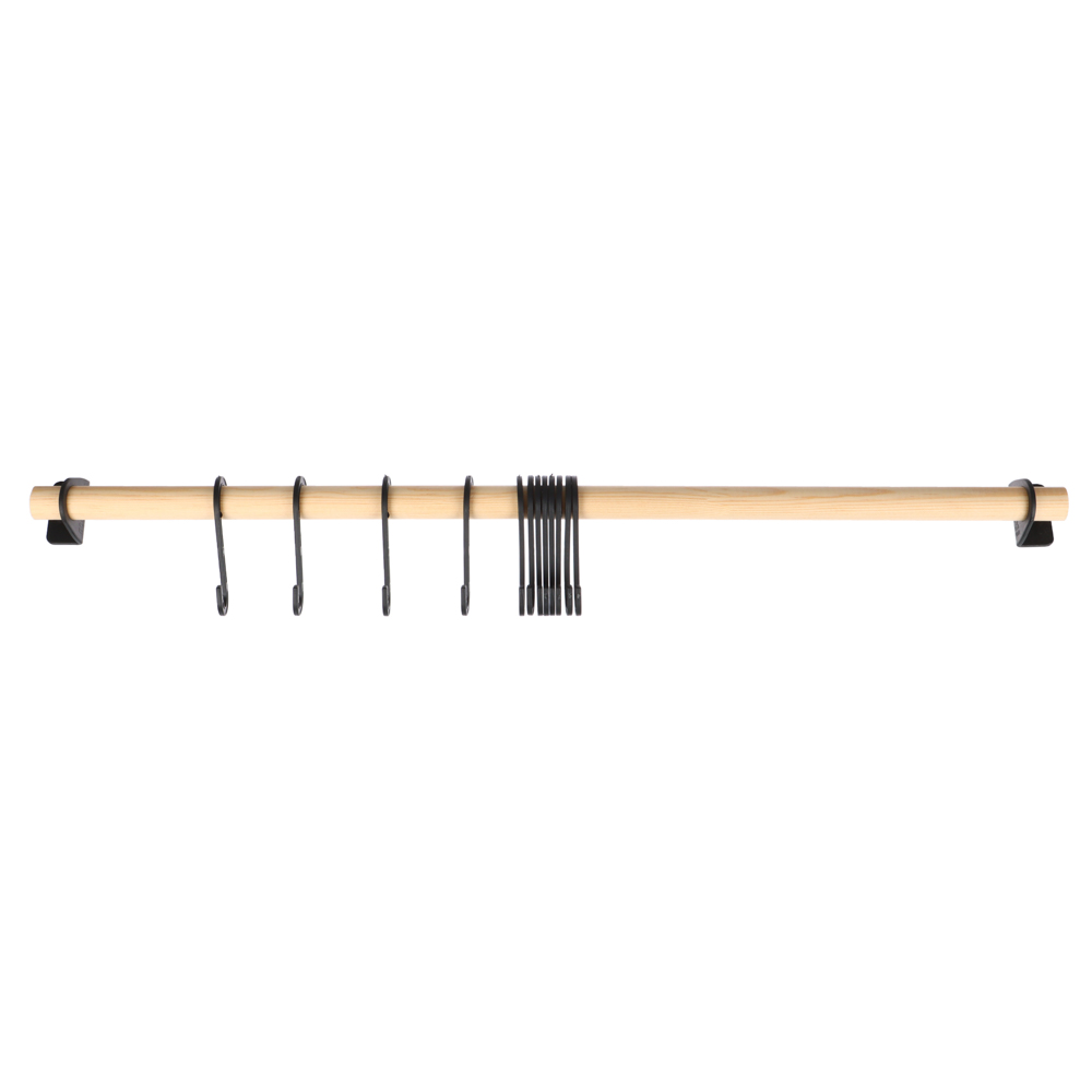 SEOWOOD Рейлинг с 12 крючками, 2,5x60x5 см, натуральное дерево, арт.№ 478-144
