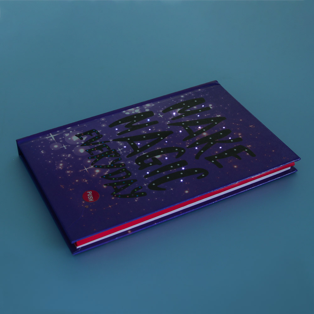 Записная книжка со светодиодами B6, 18х12см, 48л., тв.обложка, кнопка включения свечения, 2 дизайна, арт.№ 574-021