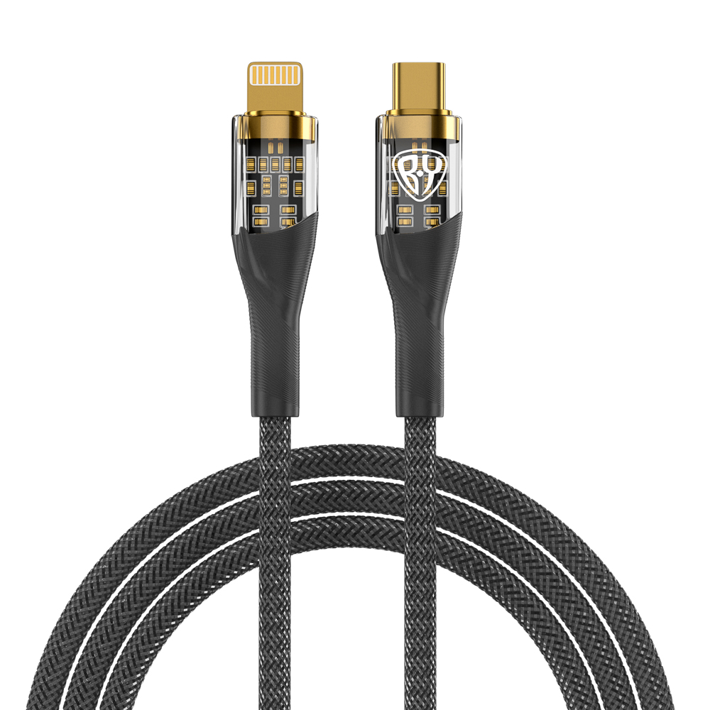 Кабель для зарядки Type C-iP BY Space Cable Techno, 1 м, 2.4А, Быстрая зарядка 22Вт, черный, арт.№ 931-351