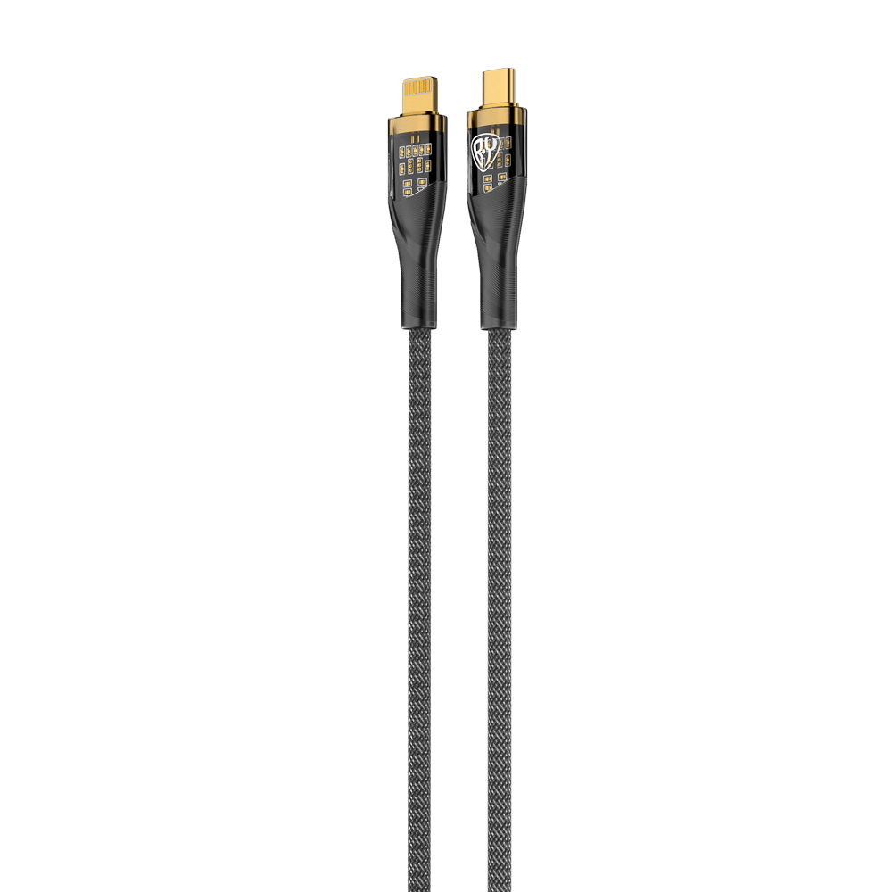Кабель для зарядки Type C-iP BY Space Cable Techno, 1 м, 2.4А, Быстрая зарядка 22Вт, черный, арт.№ 931-351