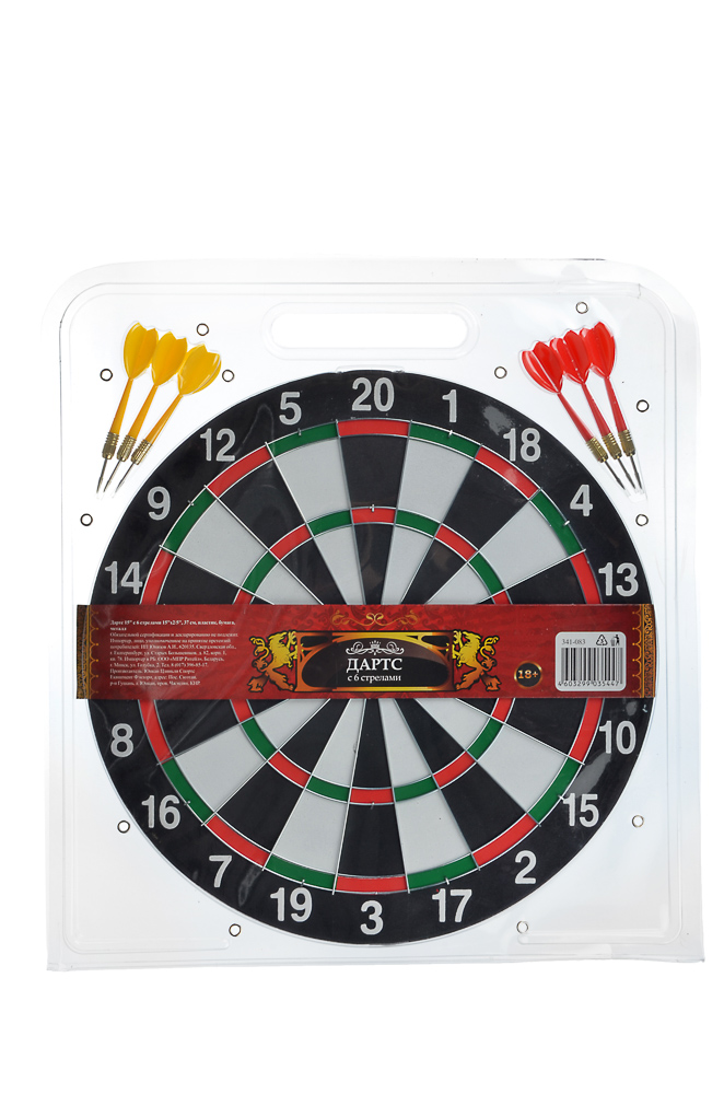 Дартс 15" с 6 стрелами 15"х2/5", 37см, пластик, бумага, металл, BL-15326, арт.№ 341-083